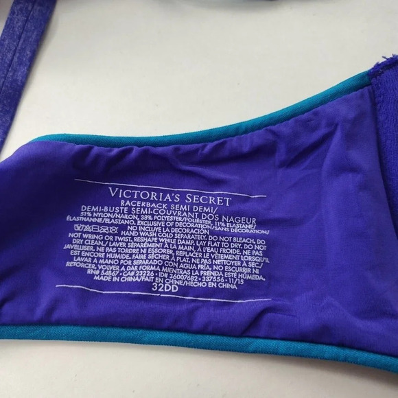 Victorias Secret Racerback Semi Demi Bra Size 32DD Heather Purple FLAWS - Picture 3 of 5
